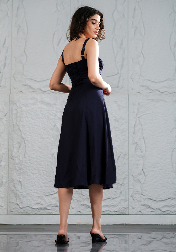 LILAC BUSTIER MIDI DRESS